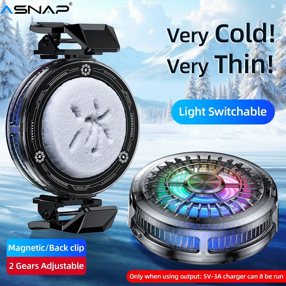 ASNAP X155 โทรศัพท์เดิม Cool พัดลม Ultra Thin 2 In 1 แม่เหล็กคลิปด้านหลัง Semiconductor Cooler สําหรับเกม iPhone Samsung RGB