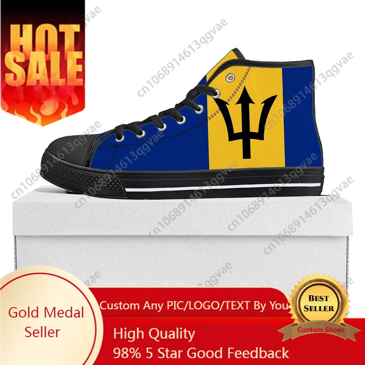 

Barbados Flag High Top High Quality Sneakers Mens Womens Teenager Canvas Sneaker Barbados Casual Couple Shoes Custom Shoe