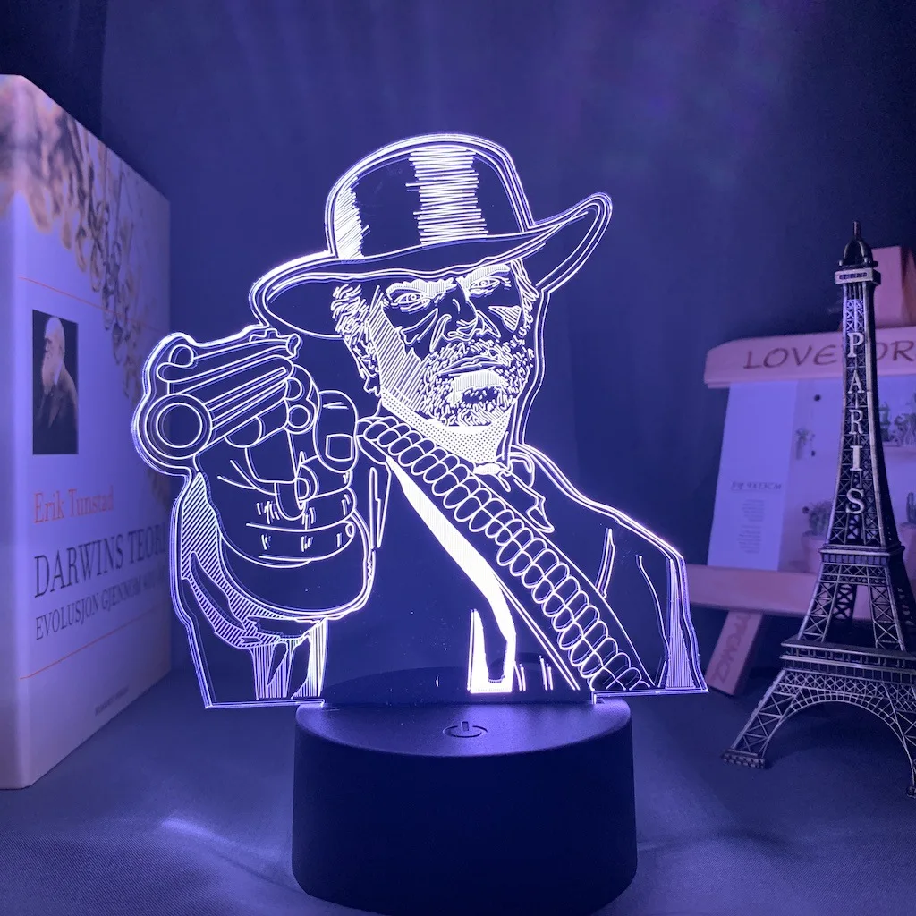 Game Red Dead Redemption 2 Gift Acrylic 3d Lamp for Game Room Decor Nightlight RDR2 Arthur Morgan Figure Kids Led Night Light