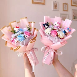 Genuine Sanrio Characters Hello Kitty Kulomi Melody With Artificial Flower Creative Bouquet Christmas Valentine Birthday Gifts