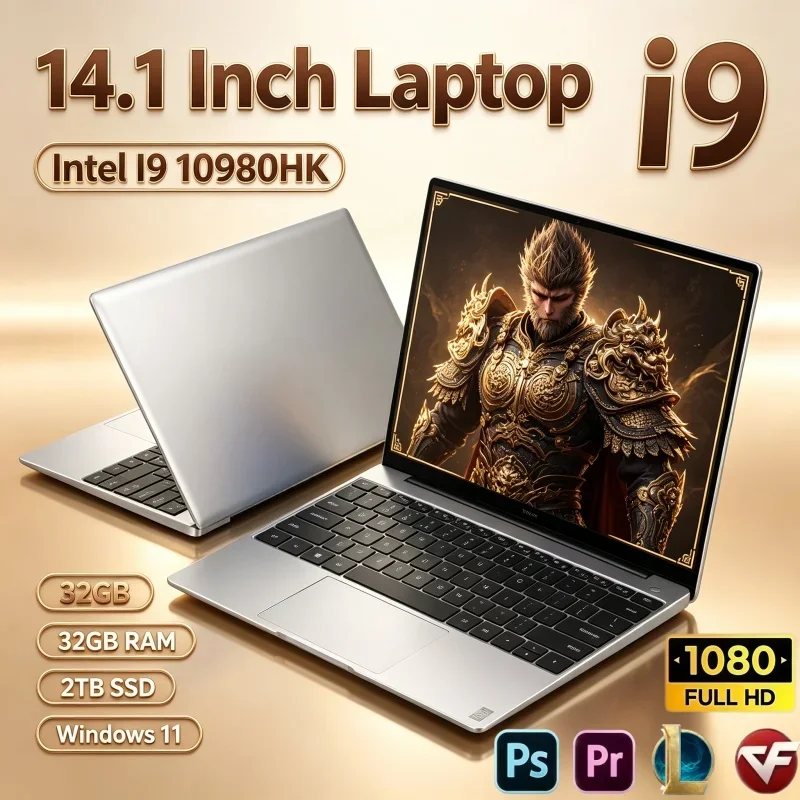 Travel Friendly 14.1 Inch Laptop Intel Core I9 10980HK 32GB RAM 2TB SSD Windows 11 Notebook for Remote Online Working