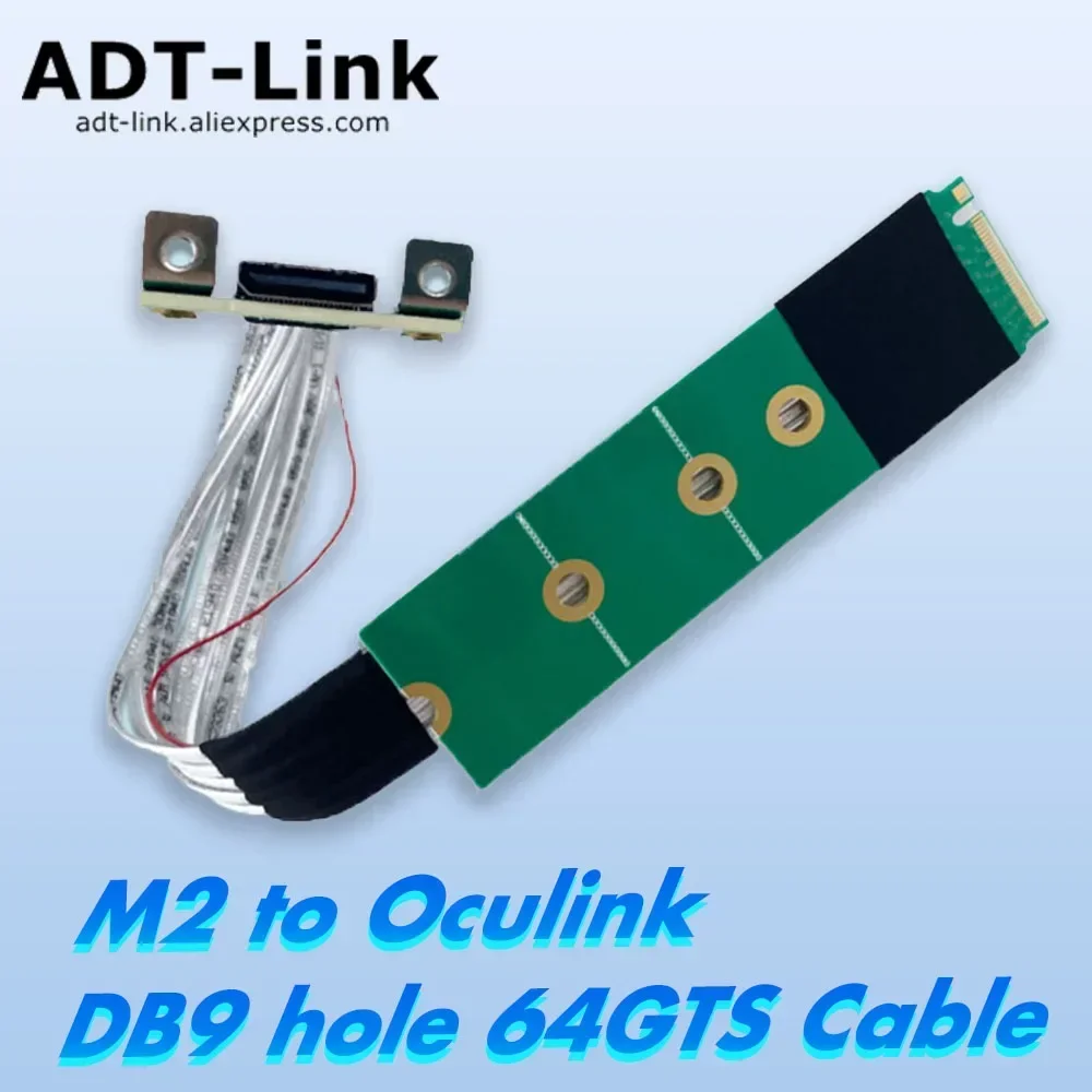 M.2 To Oculink Expansion Cable M.2 NVMe Adapter Board External GPU PCIe 4.0x4 Cable DB9 Hole for Half Full Height PC Chassis