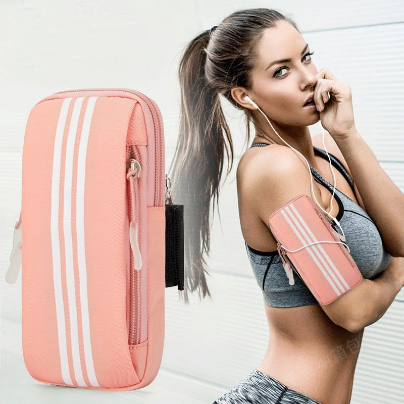 New Reflective Running Sports Arm Bag For iPhone 14 13 12 11 Pro Max 14 Plus XR 6 7 8 GYM Zipper Elastic Band Armband Case Pouch