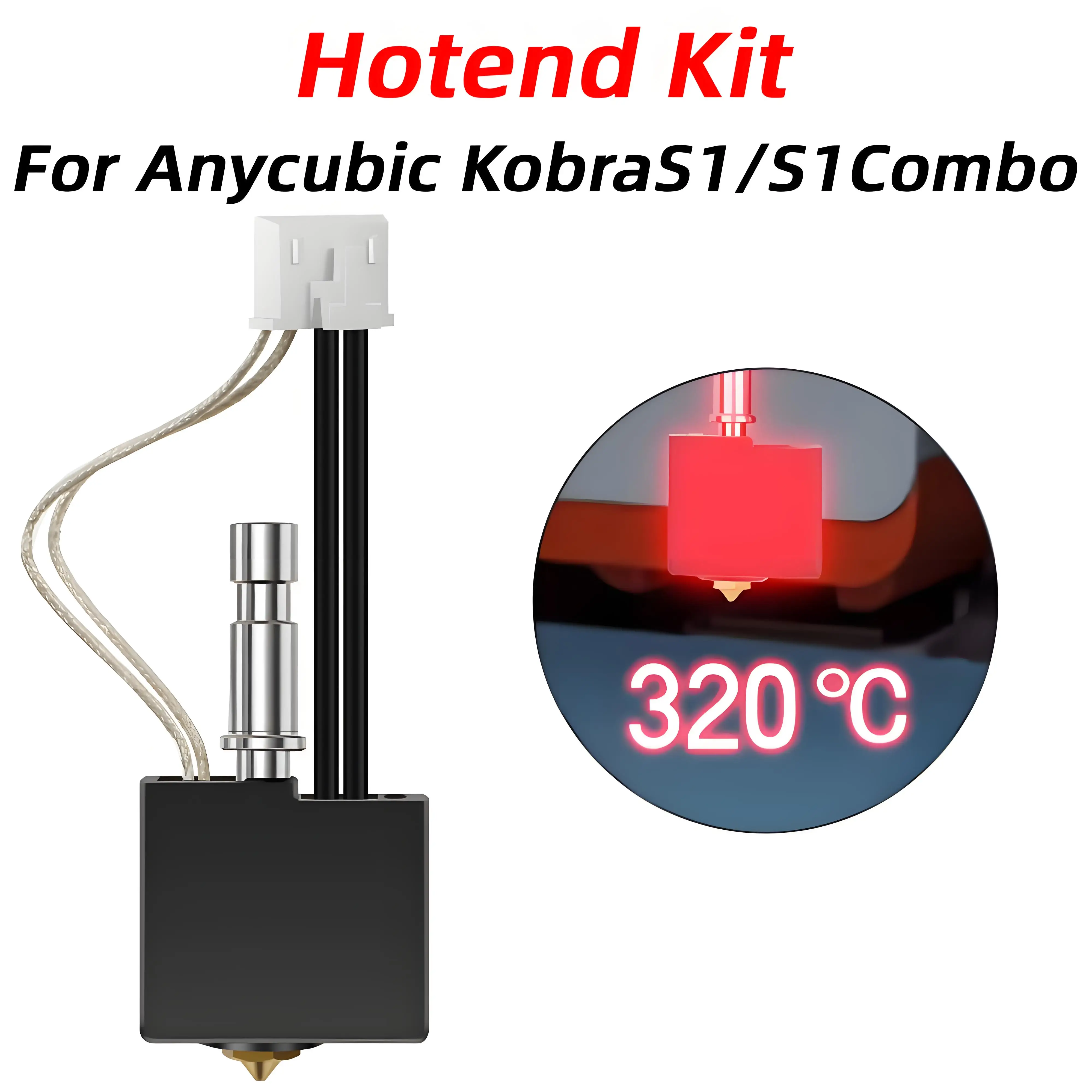 

Обновление 3D-принтера Metal Hotend Высокочувствительная латунная печать Hotend с соплом 0,4 мм для Anycubic Kobra S1/Kobra S1 Combo