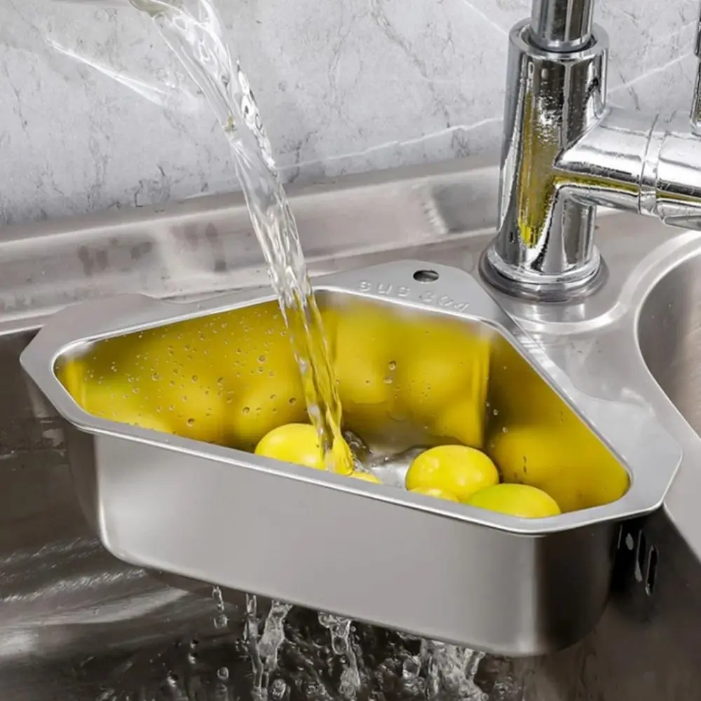Stainless Steel Material Stainless Steel Sink Drain Basket Corner Strainer Design Space-Saving Triangular Sink Filter