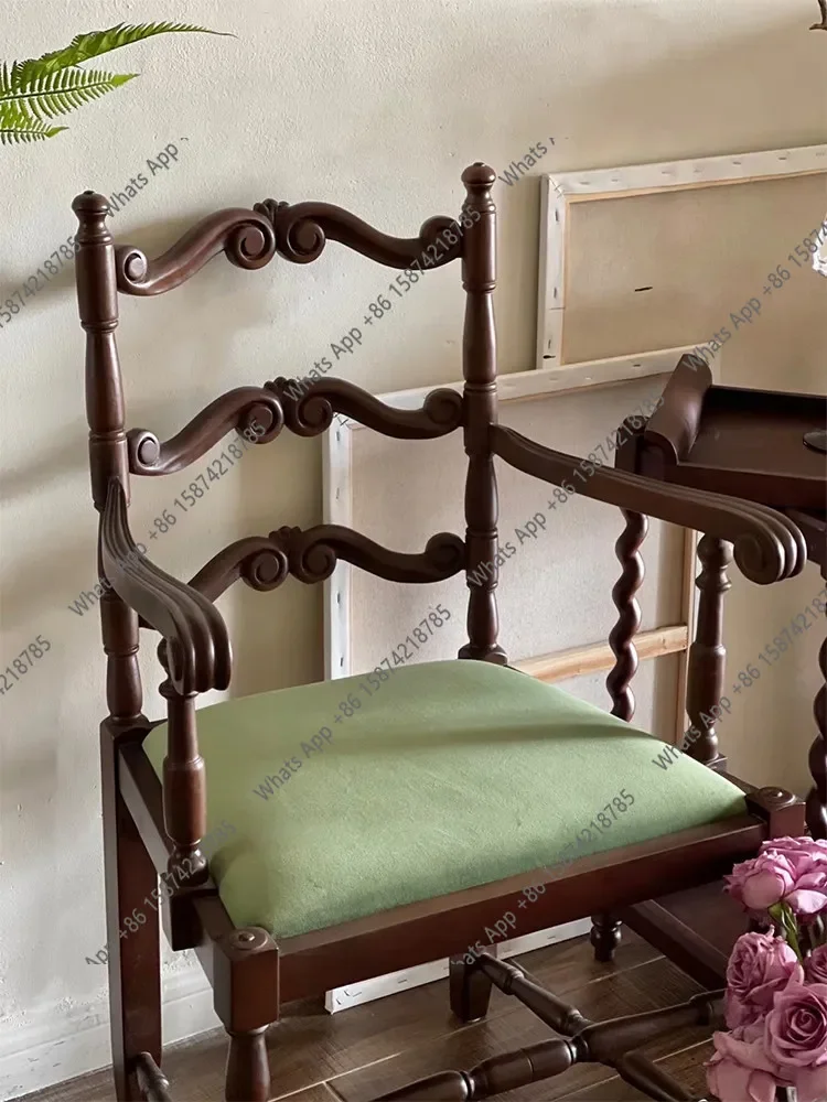 

Французский классический обеденный стул из массива дерева / Элитный стул для ресторана/балкона/рабочего стола / Стул со спинкой / X-образный стул