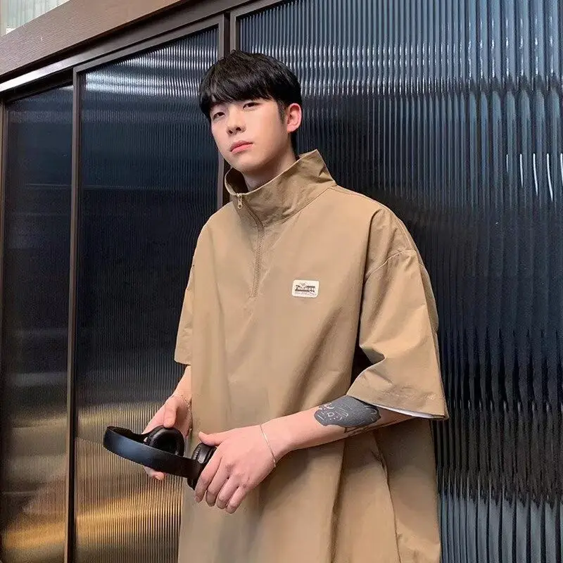 

Slim Fit ort Sve irt for Men Trendy Brand Summer Korean Sle 2025 New Versatile Polyester Fiber T-irt Top