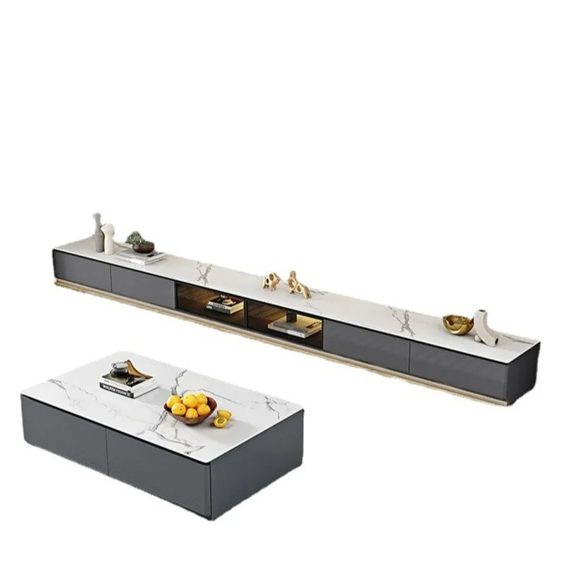 Slate TV cabinet coffee table combination simple modern minimalist household storage cabinet small apartment multi-functional co