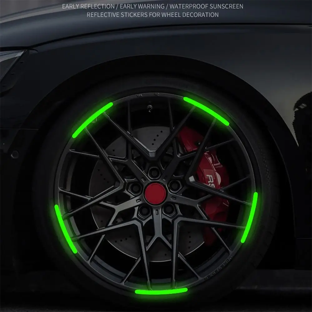 Electric Bicycle Auto Motobike Wheel Hub Reflective Sticker Luminous Stripe Tape Car Motorcycle Decals Rainbow Fluorescence