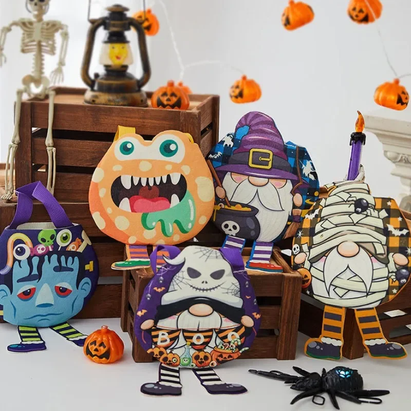 Rudolf Halloween Ghost Pumpkin Children's Gift Bag Felt Cloth Handbag Halloween Candy Bag Kids Favor Trick Or Treat Candy Bag