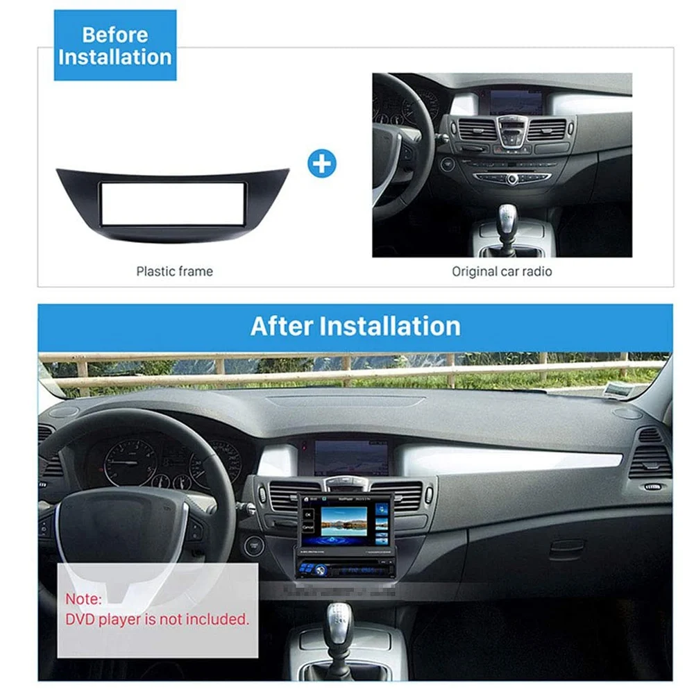 Compatible 1 Din Car Radio Facia for Renault Laguna III 2007 DVD Stereo CD Panel Dash Kit Trim Fascia Dashboard Frame Black