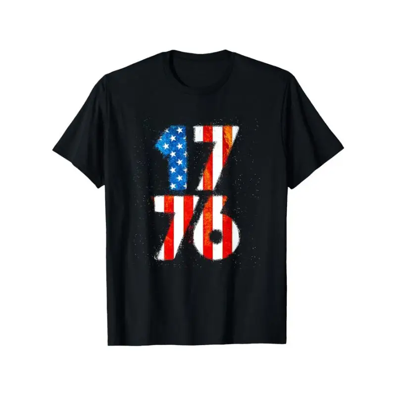 

1776 American Flag T-Shirt, Patriotic USA Independence Day Graphic Tee, Vintage Founding Fathers Casual Tops for Men Women
