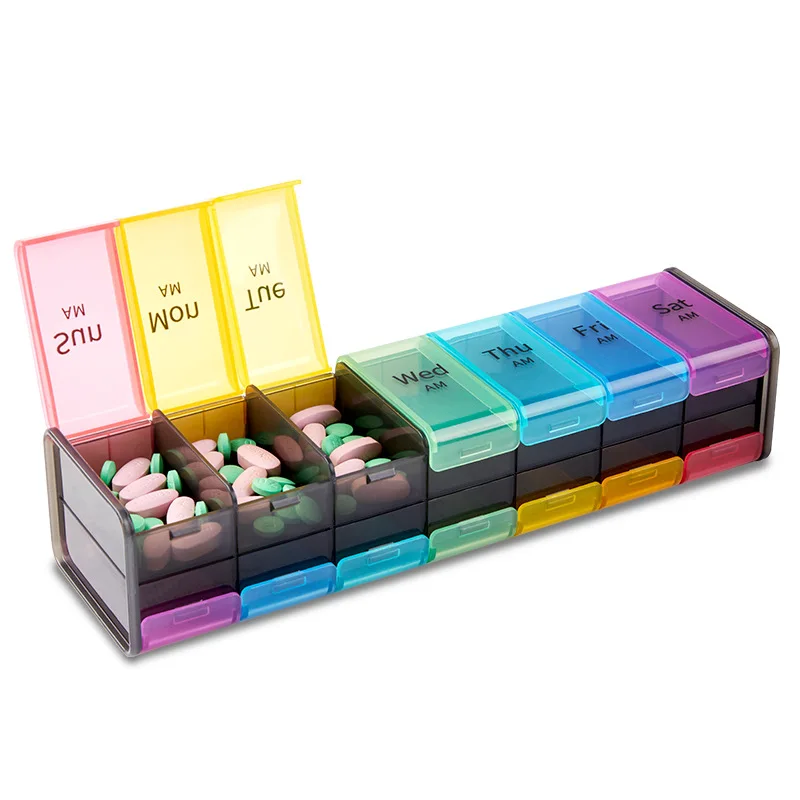 

New 14 Grids 7 Days Weekly Pill Case Medicine Tablet Dispenser Organizer Pill Box Splitters Pill Storage Organizer Container