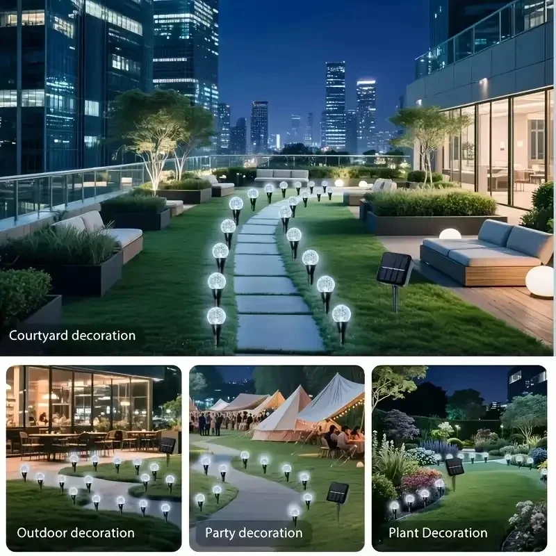 أضواء الحديقة الشمسية كرة فقاعات الشمسية أضواء مسار الكرة الكريستال الشمسية 8 أوضاع الإضاءة لممر الحديقة عيد الميلاد وديكور الحفلات