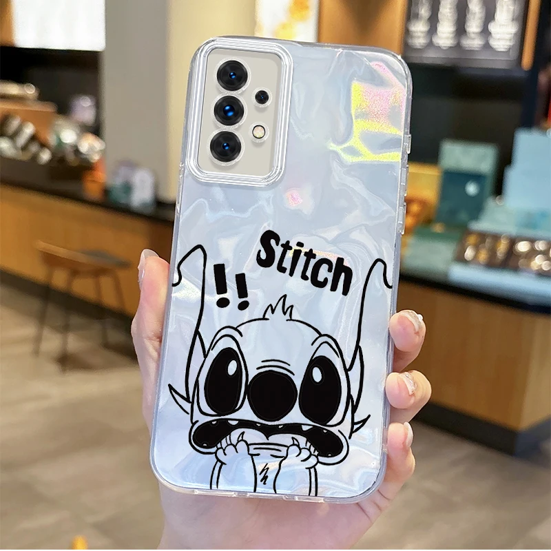 Cute Cartoon Disney Stitch Phone Case For Samsung Galaxy S25 S24 S23 S22 S21 Plus Ultra A73 A72 A71 A55 A54 A53 Protective Cover