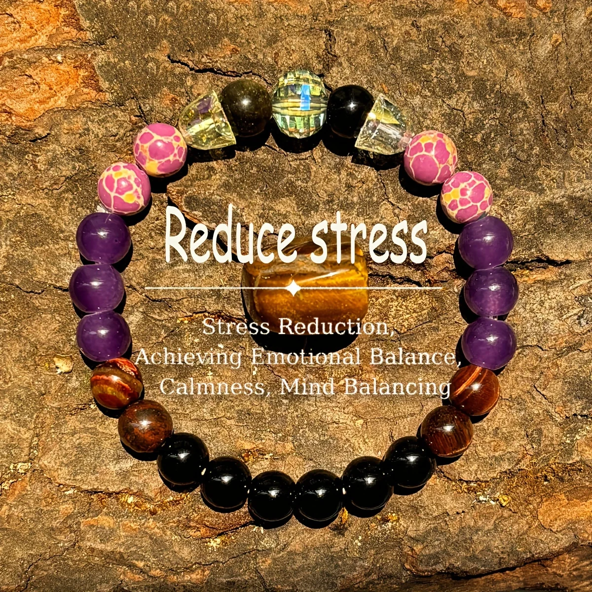 Red Tiger Eye Stone Imperial Jasper and Artificial Crystals Handmade Beaded Bracelet Men Women Homeopathic Energy Balancing Stre