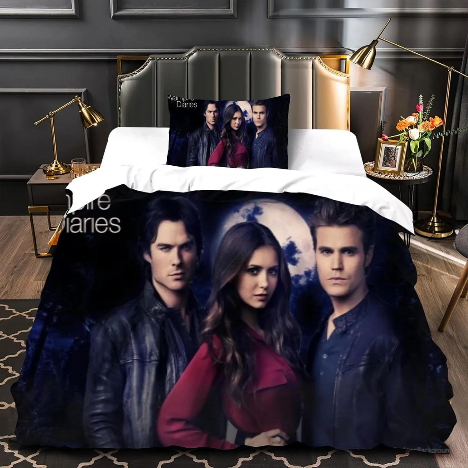 Christmas Queen King Size Bedding Set The Vampire Diaries 3D Print Comforter Cover With Pillowcase Home Textile Bedclothes