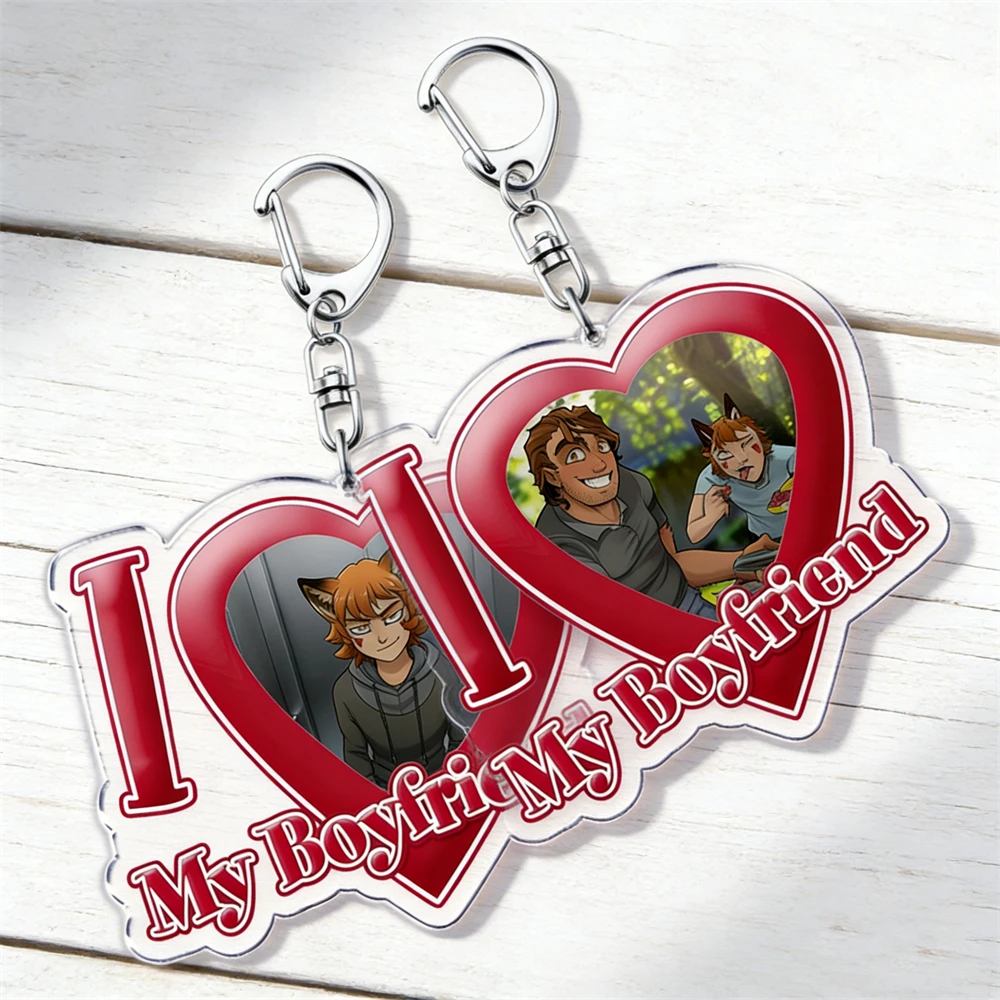 Lindo Llavero Chibi 'I Love My Boyfriend' para Accesorios, Joyería, Regalos para Amigos y Fans de Pet Law Strade Lawrence Ren Hana Owo