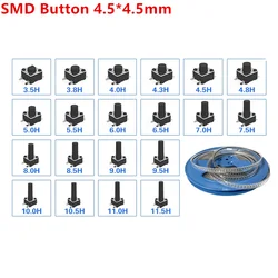 20PCS 4.5X4.5 Push Button Switch SMD 4.5X4.5X3.8 Light Touch Switch 4.5*4.5*3.5/3.8/4/4.5/5/6/7/8/9/10MM The Power Switch 4Pins