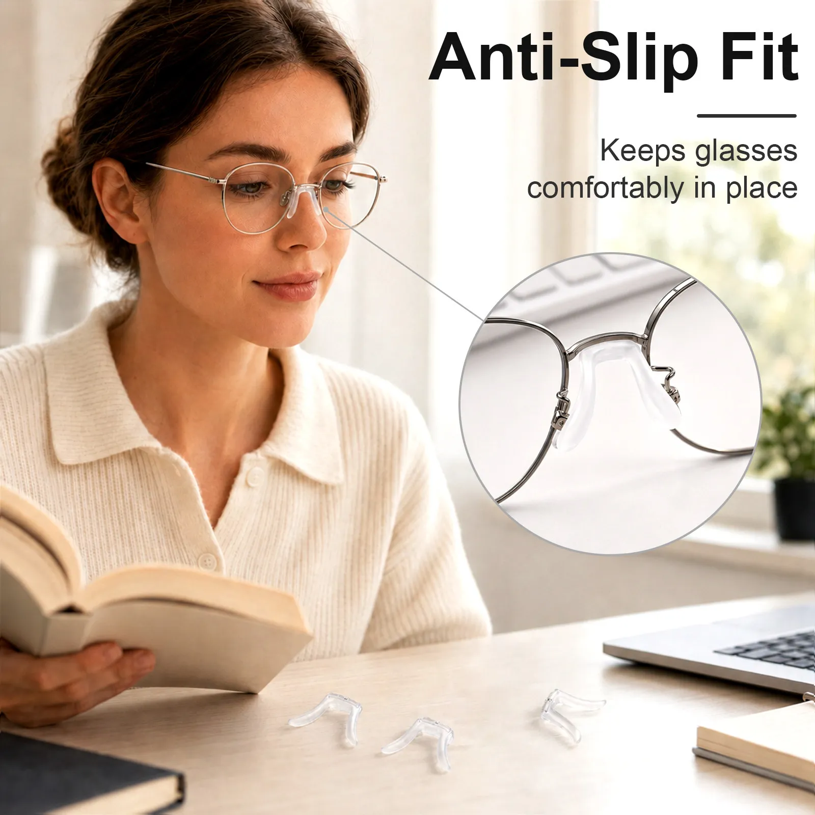 4Pcs Soft Silicone U Shaped Eyeglass Nose Pads Anti Slip Nose Bridge Support Replacement Pads Comfortable Stable Fit