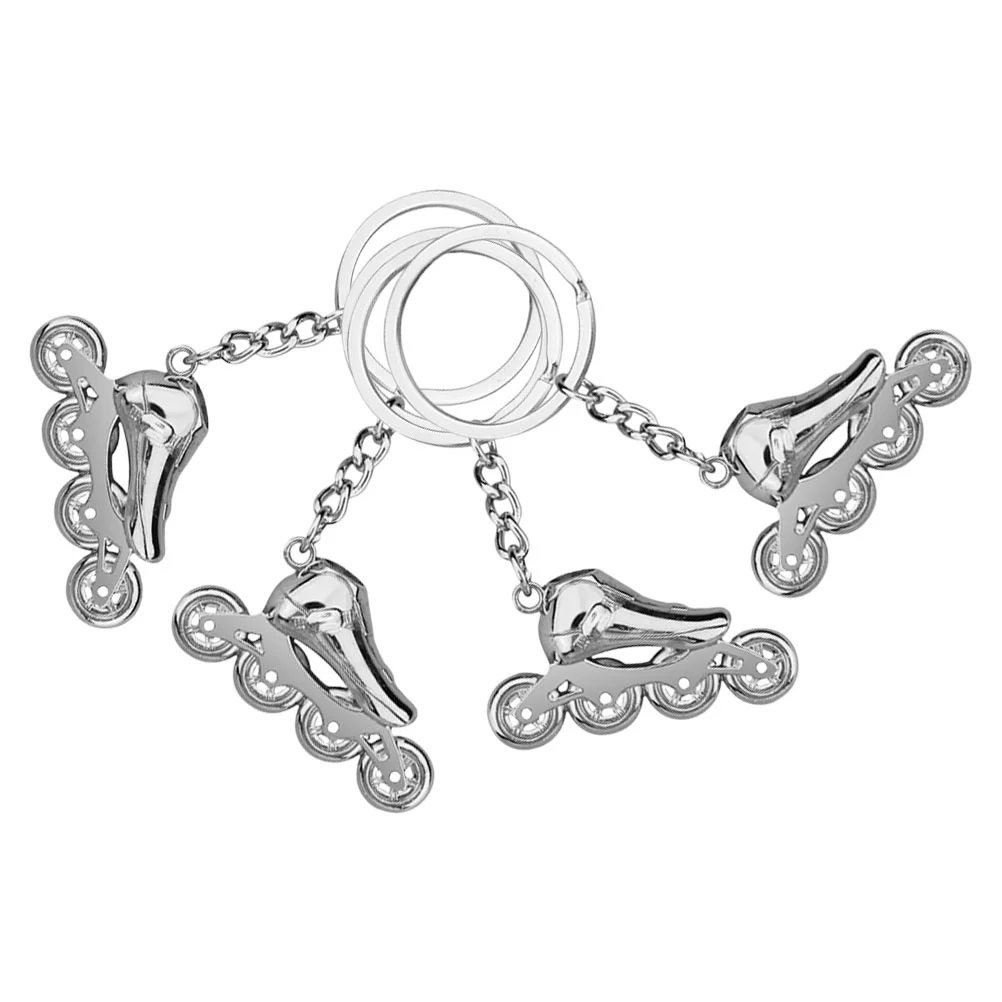 

4 Pcs Ice Skate Keychain Roller Skating Party Supplies Sports Silver Accessories Three-dimensional