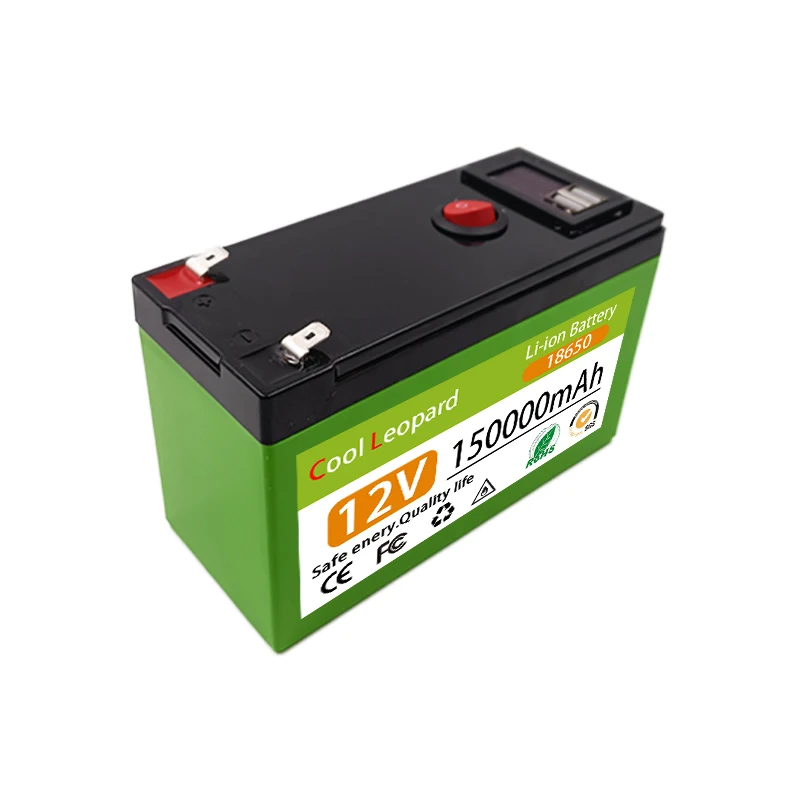 12V Battery 150Ah 18650 Battery Pack 12V Lithium Battery Recharable Battery Solar Storage Battery Electric Lighting + 3A Charger