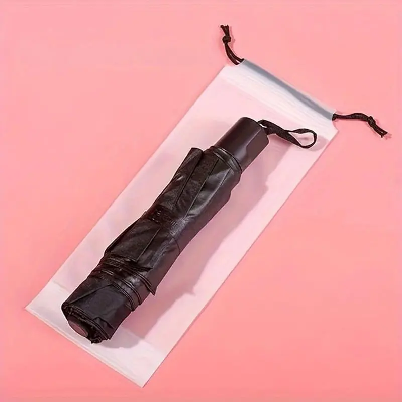 Regenschirm-Aufbewahrungstasche, durchscheinender Kunststoff, wasserdicht und schmutzabweisend, Regenschirmhülle, wiederverwendbare Tasche mit Kordelzug, Aufbewahrung für zu Hause