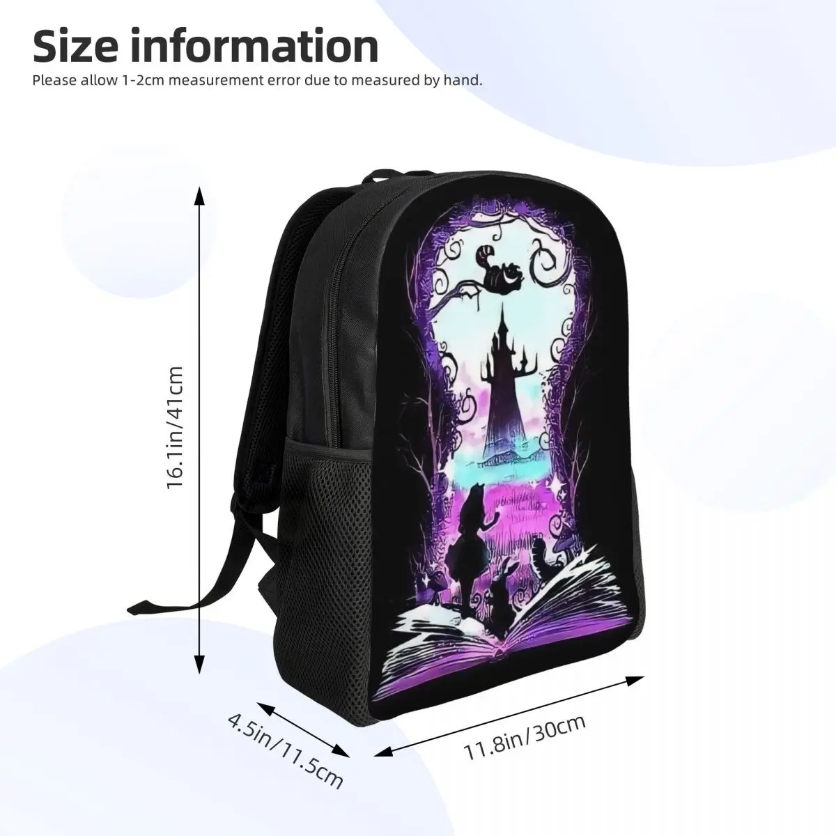 Custom Cheshire Cat Travel Backpack Women Men School Computer Bookbag Alice In Wonderland College Student Daypack Bags