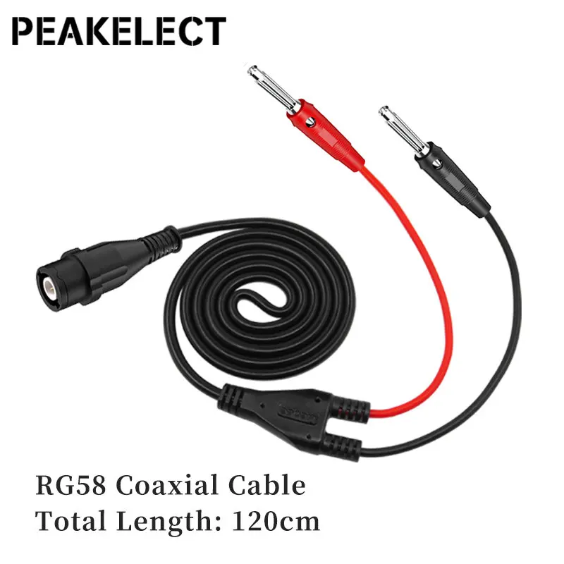 Peakelect P1203 BNC to Dual 4mm Stackable Banana Plug Test Lead Oscilloscope BNC Plug Coaxial Cable 500V/5A 120CM