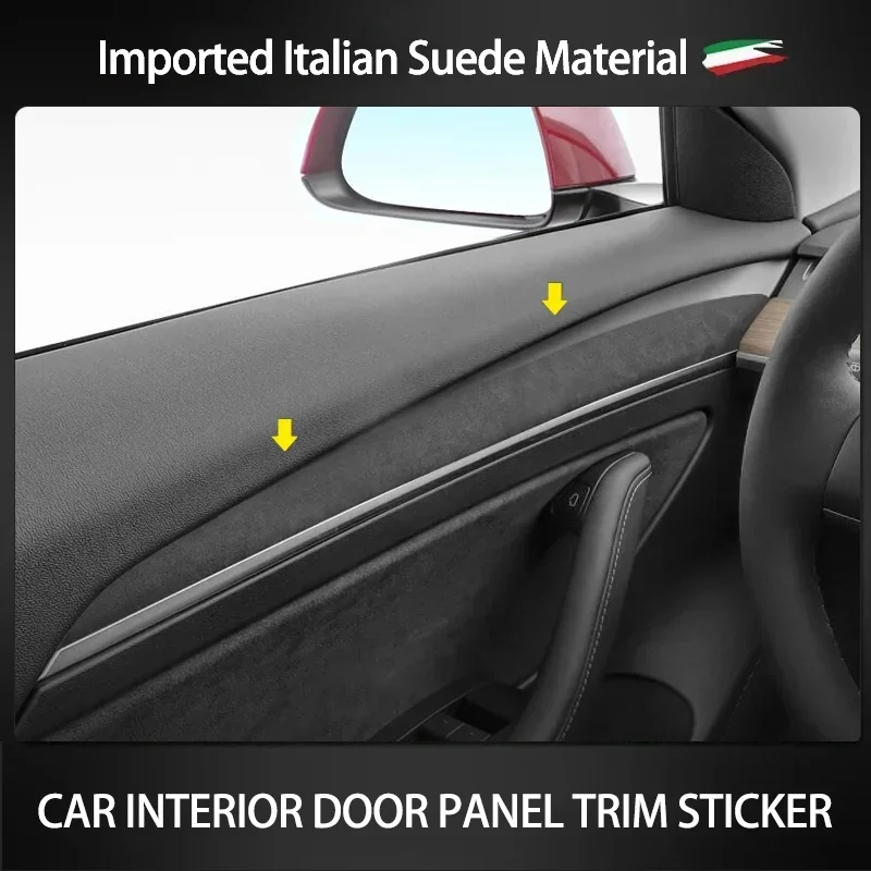 

Suede Overlay For Tesla Model 3 Y 2020 2021 2022 2023 Car Door Trim Protection Sticker Interior Door Handle Decoration Panel