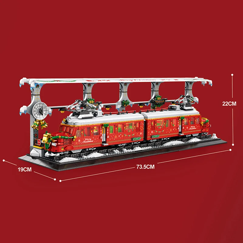 2822pcs 크리스마스 기차 빌딩 블록 데스크탑 장식 메리 크리스마스 벽돌 장난감 어린이 성인 크리스마스 서프라이즈 선물