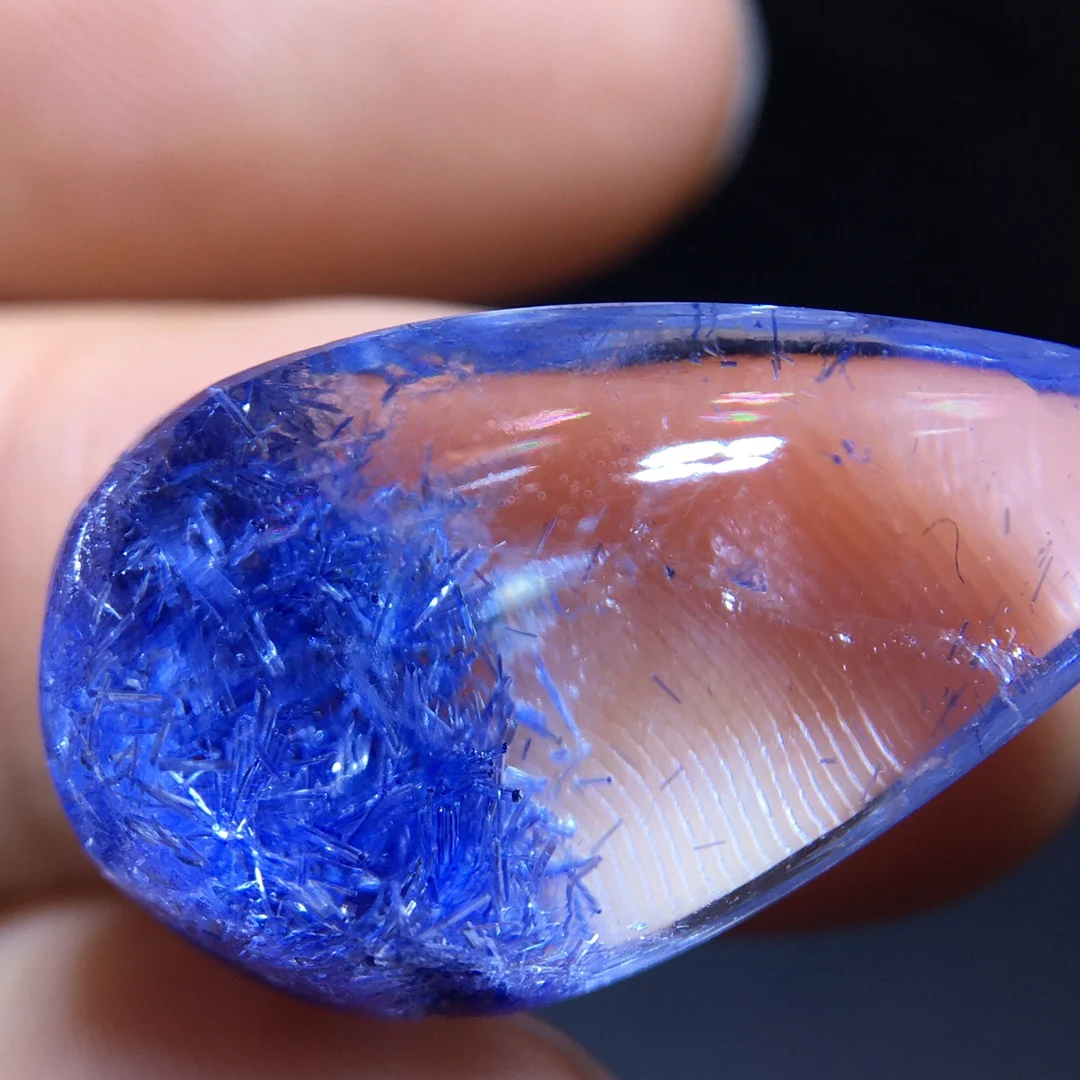 

Natural Blue Rutilated Dumortierite Quartz Pendant 23.8/14/8.8mm Clear Flower Necklace Gold Jewelry AAAAAAA