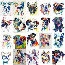 SDOYUNO pittura per numero colore animale Bulldogs kit fai da te su tela immagine a olio disegno colorazione pittura acrilica per numero Decor W