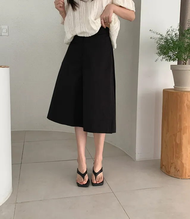 Summer Commute Casual Pants Versatile High Waist Wide Leg Five Inch Length Ladies Non-Fleece Other Material Casual Trousers