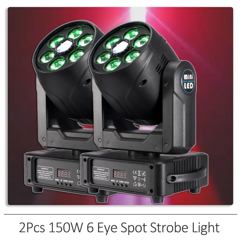 

2Pcs/lot 150W LED RGBW 4IN1 6 Bee Eyes Spot Moving Head Light Strobe High Brightness DMX512 DJ Disco Party Wedding Stage Effect