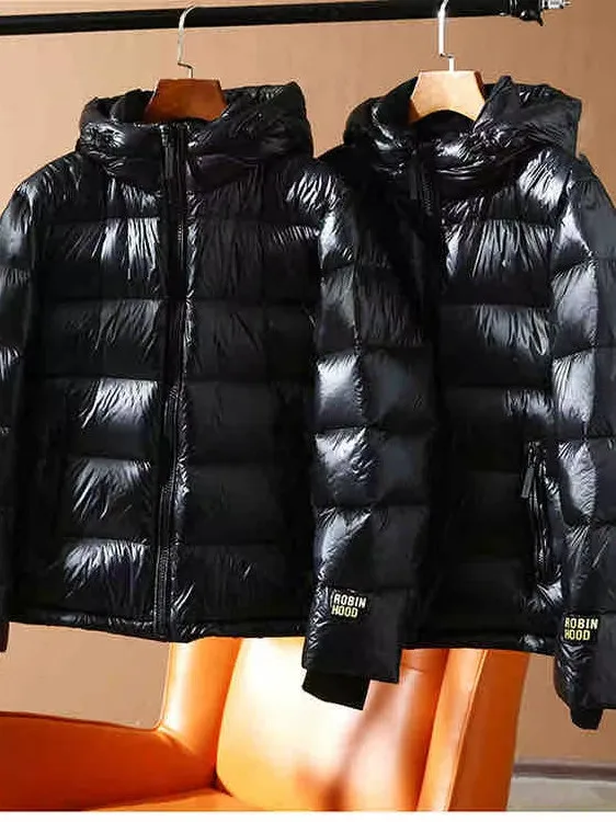 

Couple's Thiened Warm Mid-Length down Jaet with Hood Bla Gan Series White Du down Anti-Season Outerwear for Youth