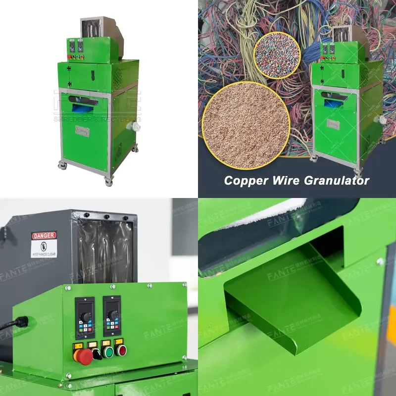 Industrial Machinery 99% Copper Recycling Machine 30-50kg/h Scrap Cable Copper Wire Granulator With Dust Collection System