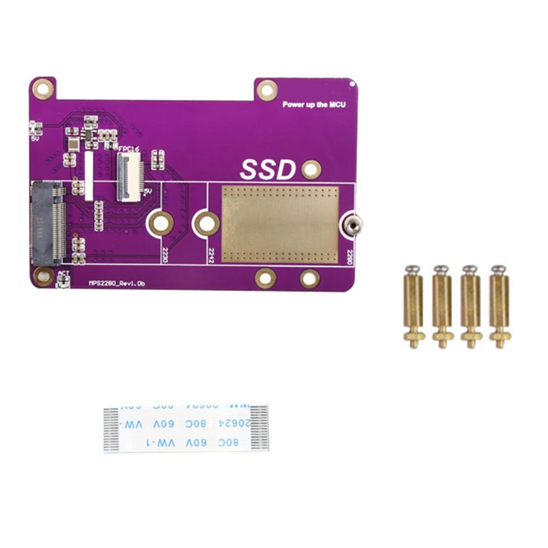 Плата расширения PCIE M.2 NVME 2280 2230 2242 Gen3 SSD для Raspberry Pi 5, простая установка