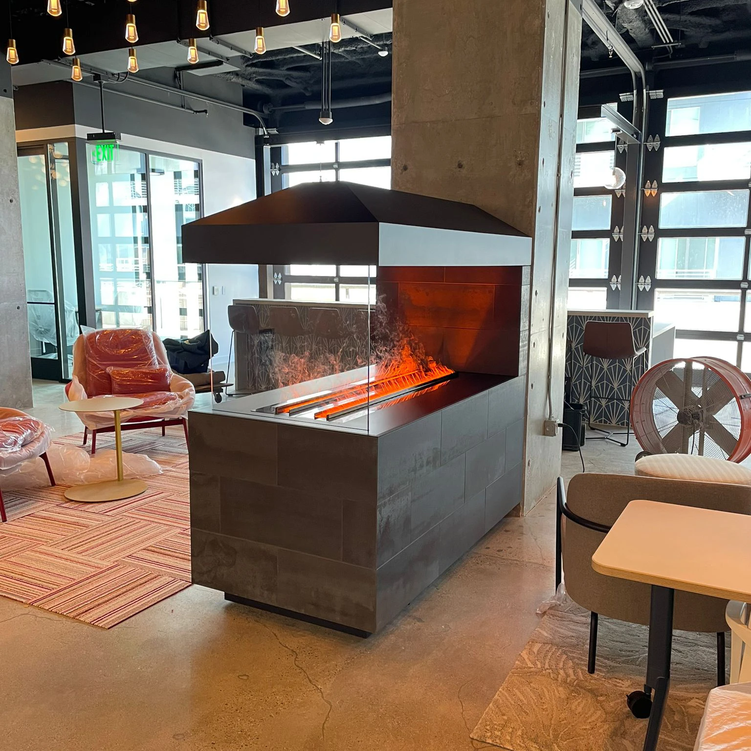 Water Steam Atomizing Mist Intelligent Electric Fireplaces Neon Flame Decorative LED 3D Black Custom Hotel