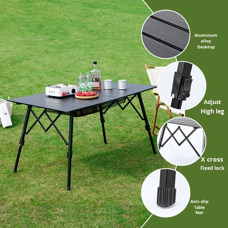 

Portable Double-Sided Aluminum Alloy Egg Roll Table Modern Foldable Adjustable Multifunctional Folding Camping Table Outdoor