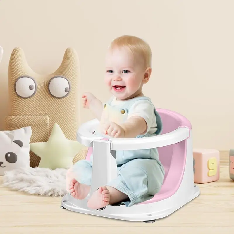 مقاعد حمام للأطفال الصغار كرسي جلوس مقعد استحمام للأطفال قابل للطي لدعم كامل الجسم مبطن مع مستشعر درجة الحرارة لعمر 0-3 سنوات