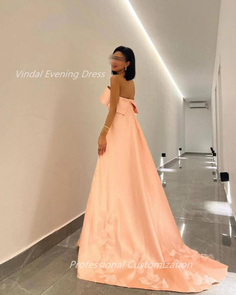 Vindal Evening dresses Crepe Flowers Pleat  Strapless Floor-Length Sleeveless Morden-Style High-Quality السعود For Woman 2024