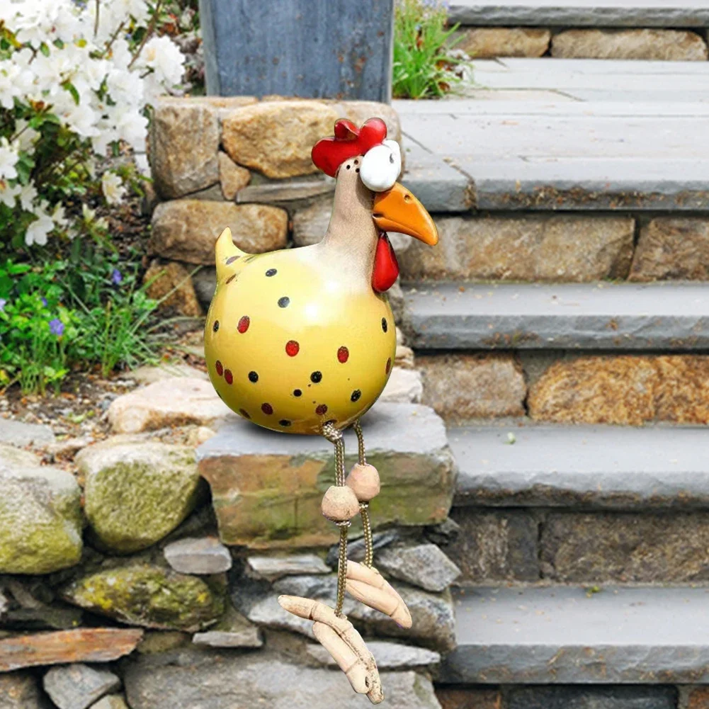 Ceramic Chicken Hilde Garden Decoration Animal Figure Garden Plug Pottery Figurines Handcraft Landscape Ornament Miniatures Tree