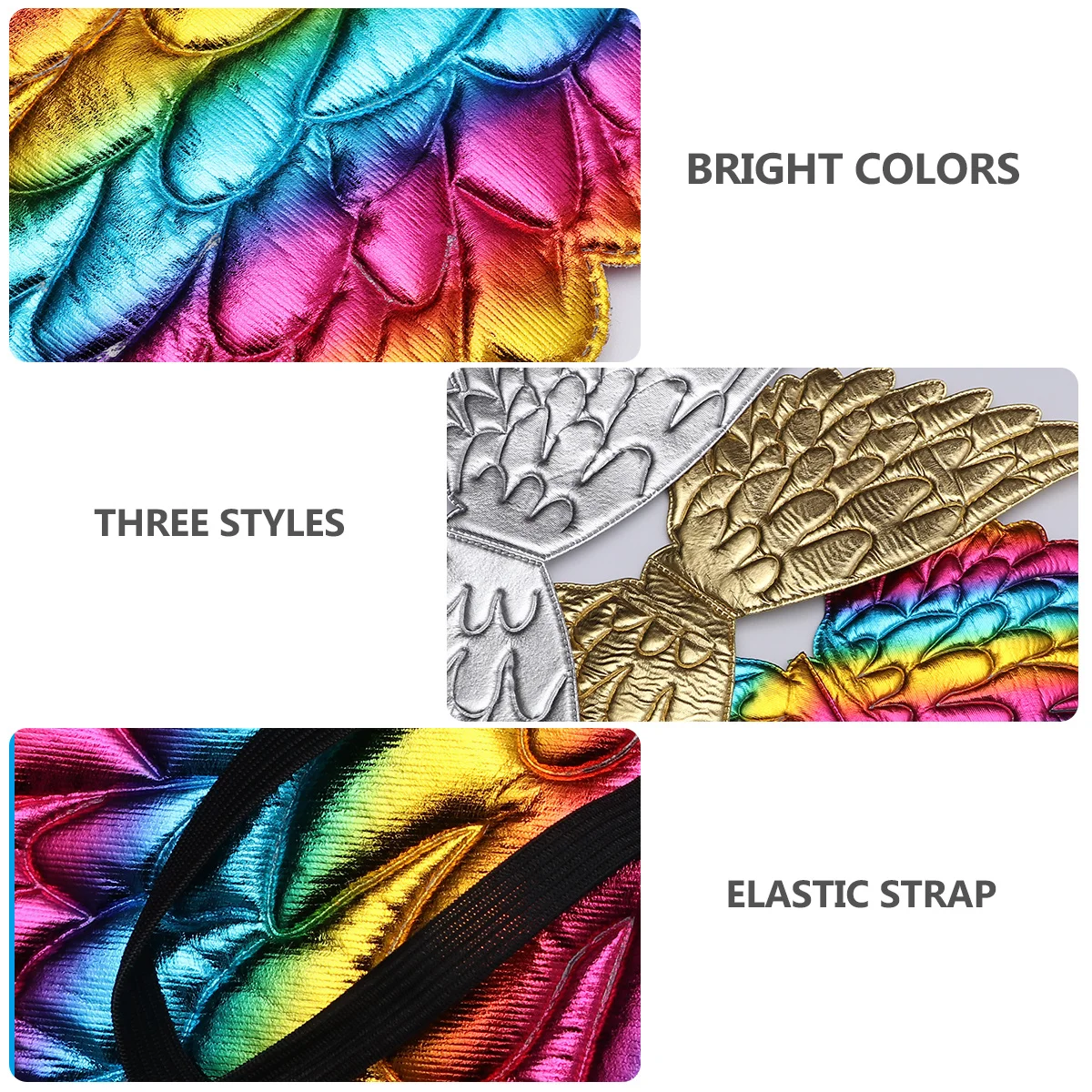 

3pcs Unicorn Wings Golden Colorful Silver Eco-Friendly Design Lovely Cosplay Props For Festival Party Decor Stylish Accessories