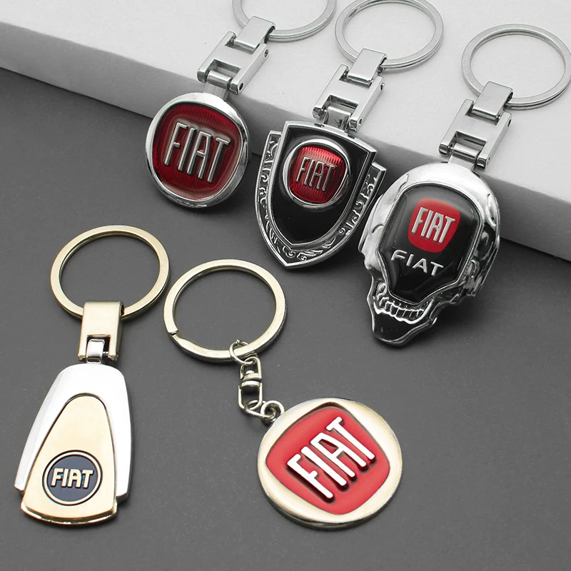Metal Leather Car Keychain Keyring Strap Holder for Fiat 500 Panda Punto Tipo Ducato Scudo Doblo Bravo Linea Auto Accessories
