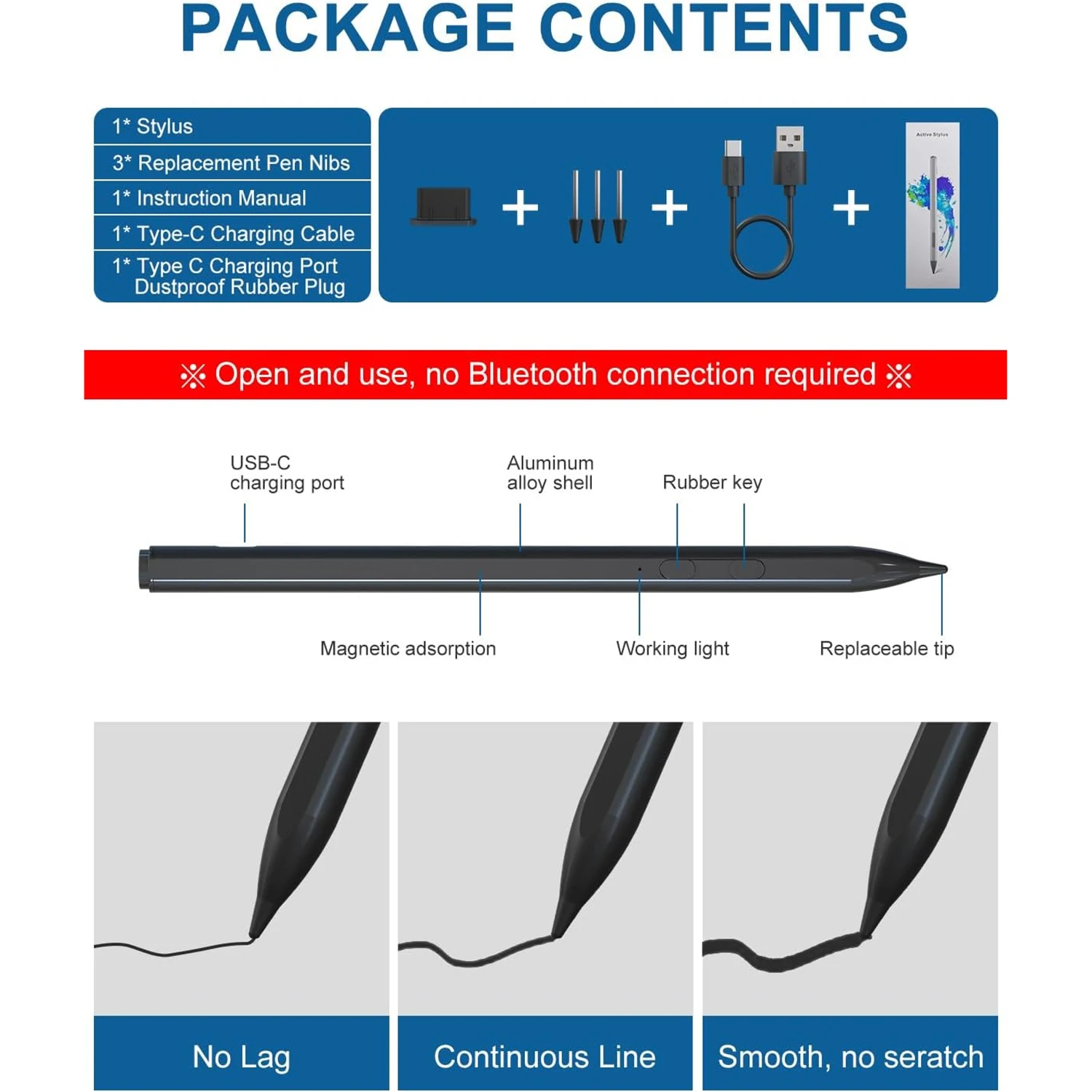 USI 2.0 Stylus Pen for Chromebook Support Amazon Fire Max 11 Lenovo HP Acer ASUS Chromebook Google Pixel Tablet Stylus 4096