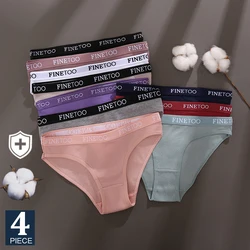 FINETOO 4PCS/Set Women's Cotton Panties Sexy Low Rise Briefs Letter Belt Underwear Female Underpants Intimates Lingerie M-2XL