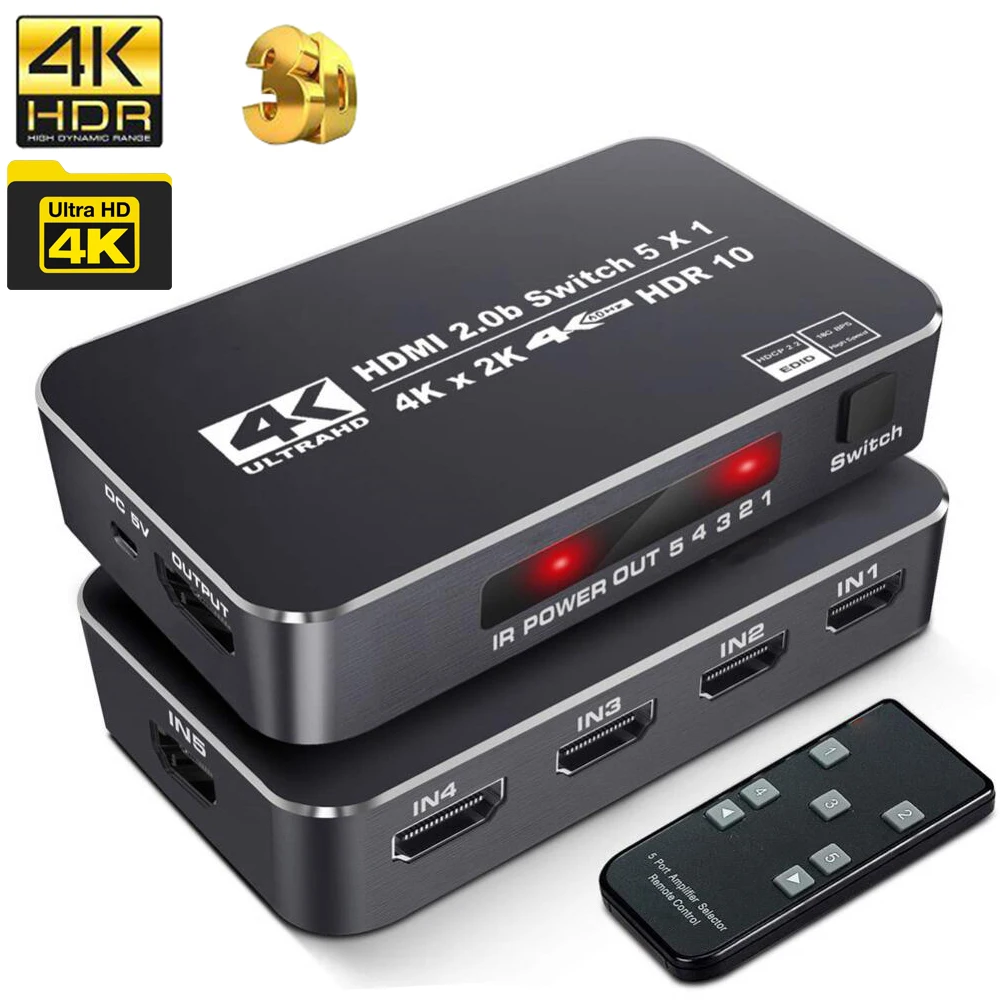 Przełącznik HDMI 2.0 4K 60Hz HDR przełącznik HDMI box HDMI 3/4/5 w 1 HDMI przełącznik pudełko na PS5 PS4 Pro Xbox Series X Apple TV 4K HDTV