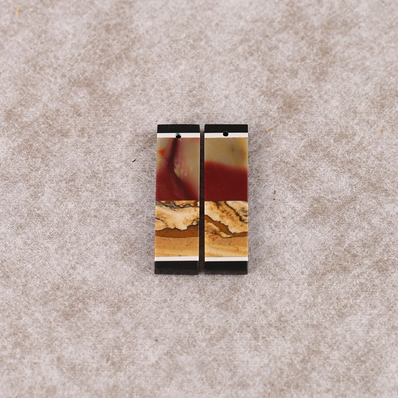 

B&F Intarsia Earrings for Women Natural Stone Obsidian Mookite Jasper Picture Jasper And Howlite Fashion Jewelry Bead
