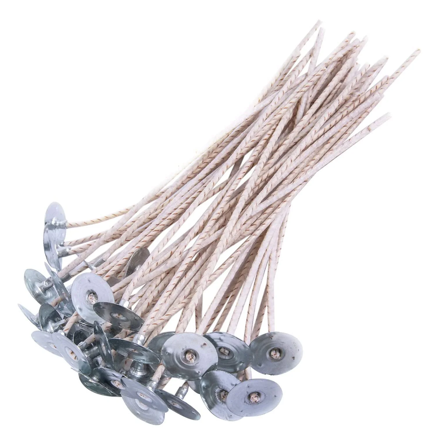 100Pcs ECO Wicks for Soy Candles 8 Inch Pre-Waxed Candle Wick for Candle Making Thick Candle Wick with Base